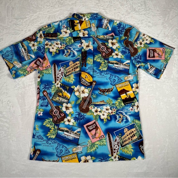 Palmwave Men Hawaiian Button Up Floral Shirt Honolulu Colorful Size L EUC - Picture 10 of 11